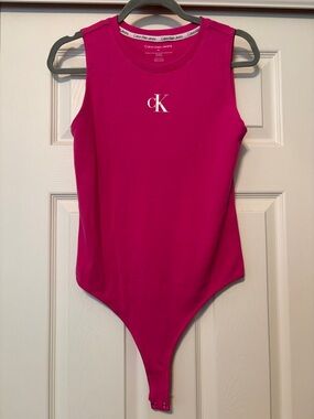 Calvin Klein Fuchsia Sleeveless Logo Bodysuit